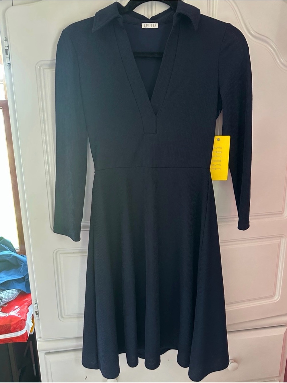 Spense Navy Long Sleeve Fit & Flare Dress – Size Small (NWT)